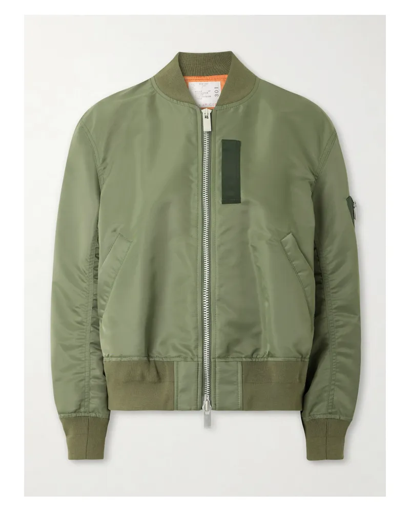 Sacai Bomberjacke Aus Wattiertem Shell Mit Falte - Grün Grün
