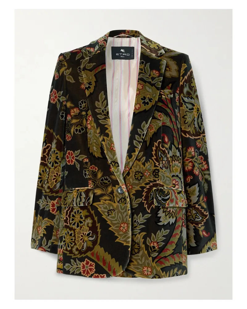 Etro Blazer aus Samt mit Paisley-muster Grün