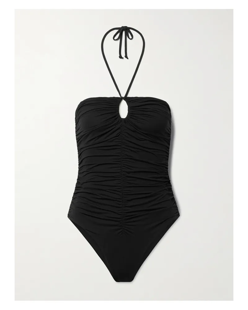 Marysia Hasell Neckholder-badeanzug Mit Raffungen - Schwarz Schwarz