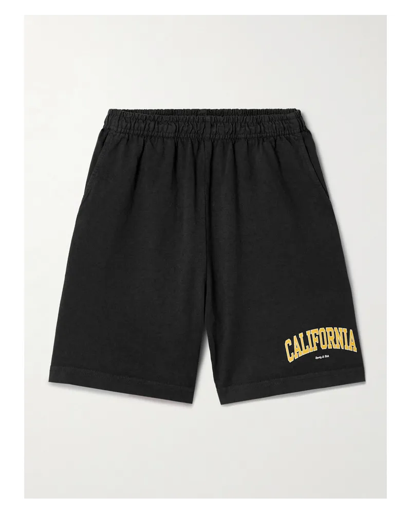 SPORTY & RICH California Gym Shorts aus Baumwoll-jersey Schwarz