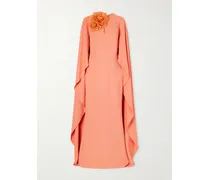 Appliquéd Cape-effect Cady Gown - Pink