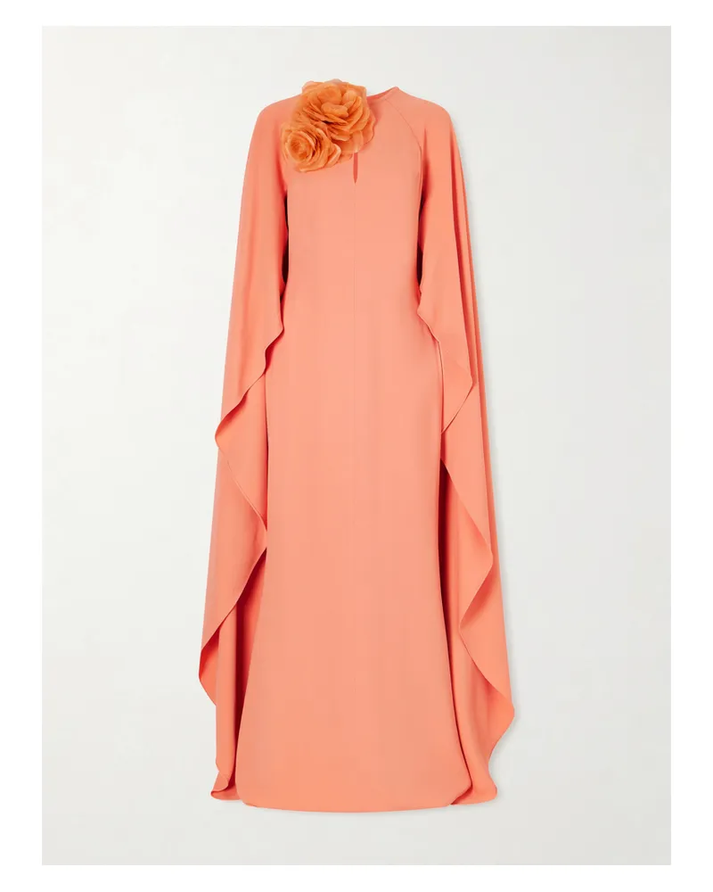 Elie Saab Appliquéd Cape-effect Cady Gown - Pink Pink