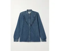 Marcela Jeanshemd Mit Rüschen - Blau