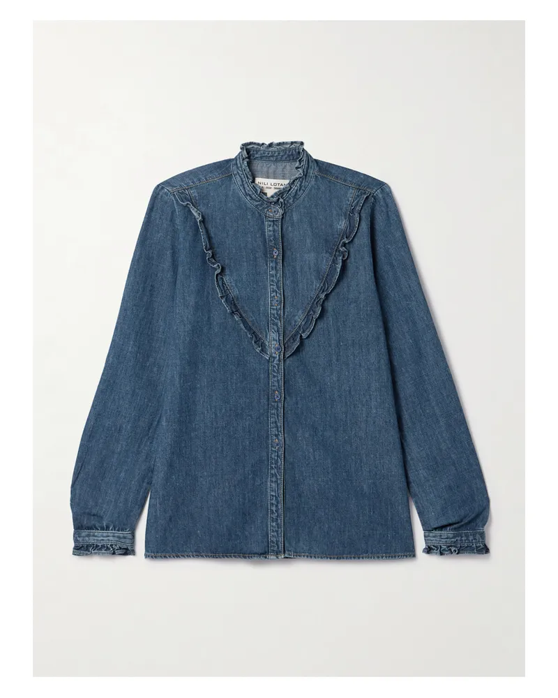 Nili Lotan Marcela Jeanshemd Mit Rüschen - Blau Blau