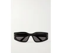 Diorsignature S9u Sonnenbrille Mit Eckigem Rahmen Aus Azetat Mit Goldfarbenen Details - Schwarz