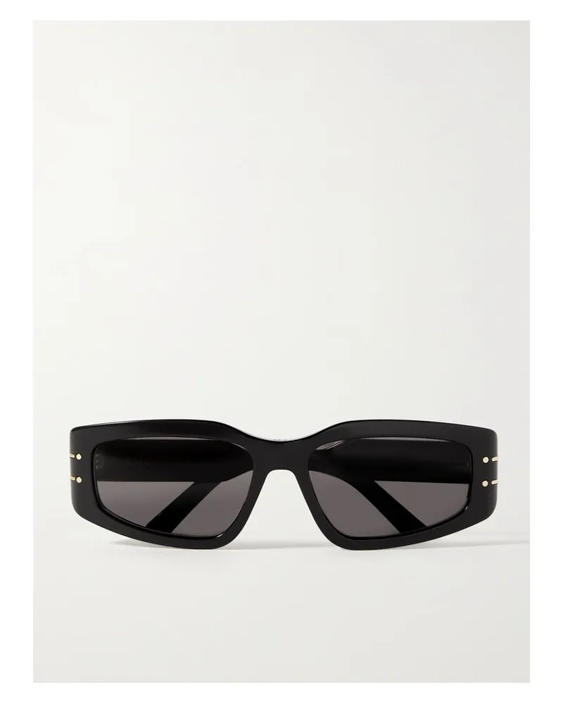 Dior Diorsignature S9u Sonnenbrille Mit Eckigem Rahmen Aus Azetat Mit Goldfarbenen Details - Schwarz Schwarz