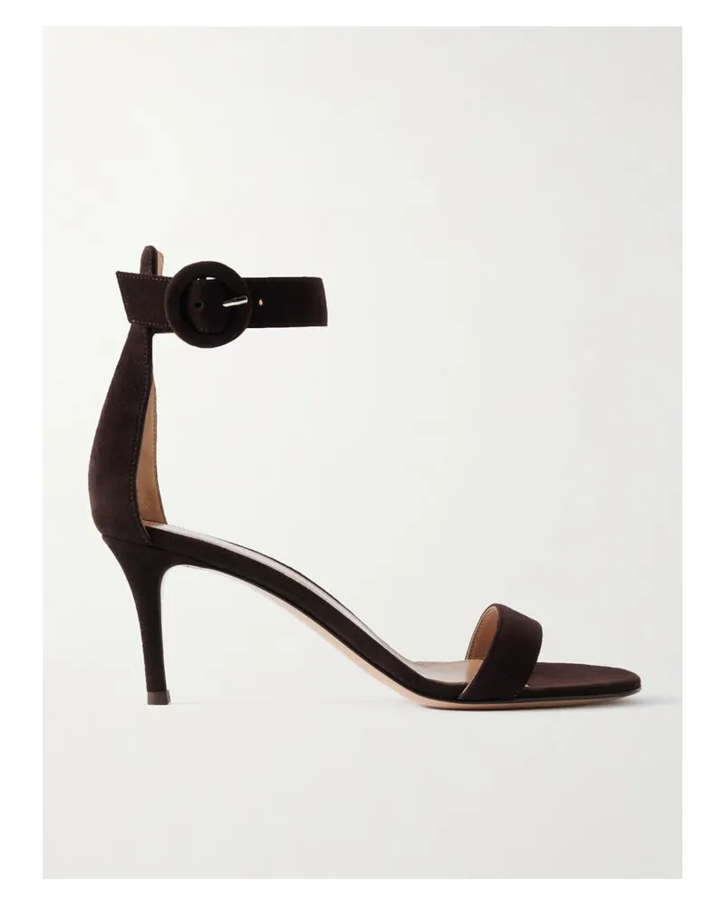 Gianvito Rossi Portofino 70 Sandalen Aus Veloursleder - Braun Braun