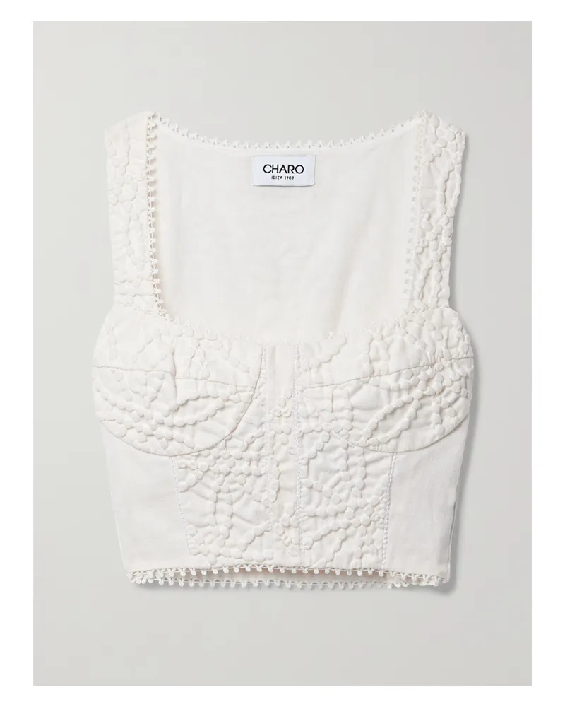 Charo Ruiz Mairey Bustier Aus Cloqué Aus Einer Ramiemischung - Wollweiß Wollweiß