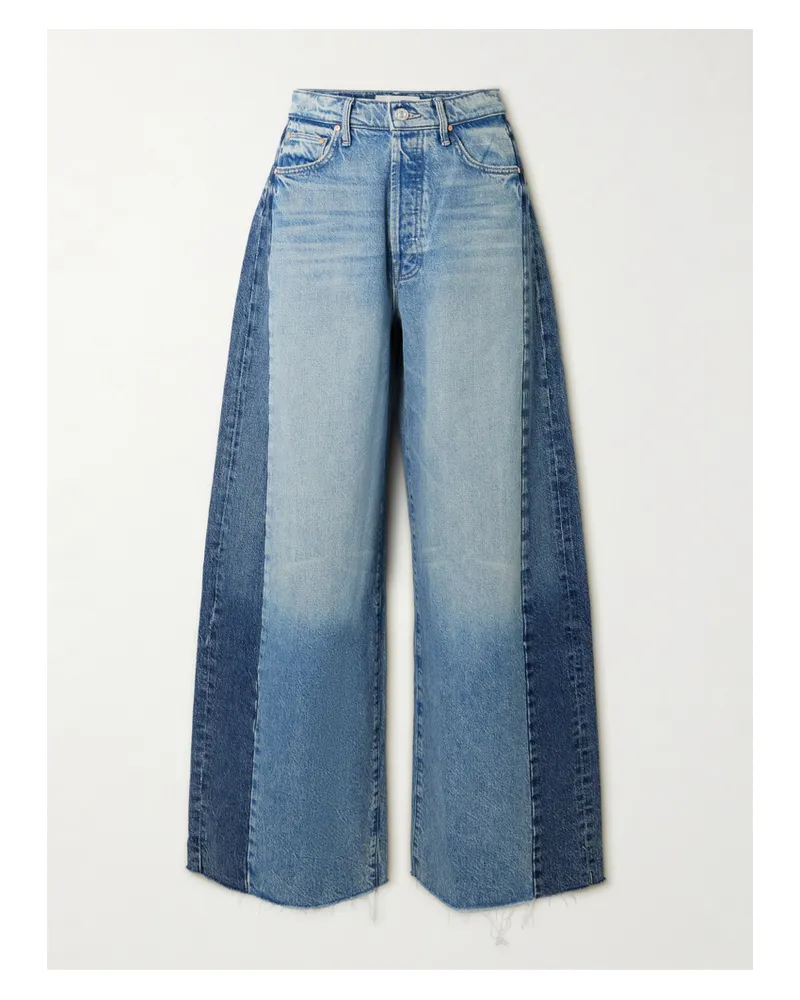 Mother The Pipe Dream Button Sneak Fray Hoch Sitzende Jeans Mit Weitem Bein Und Distressed-details - Blau Blau