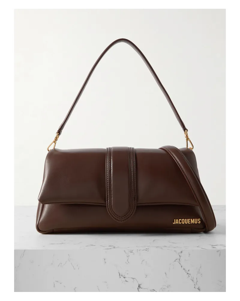 Jacquemus Le Bambimou Mini Schultertasche aus Wattiertem Leder Braun