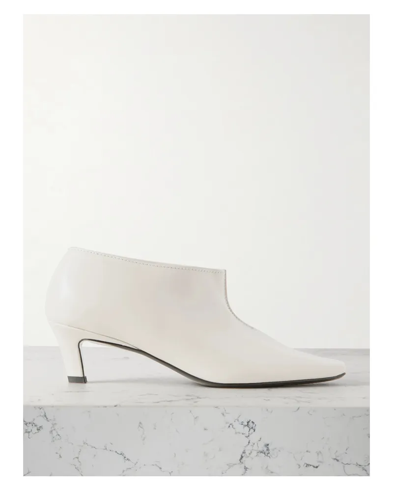 Totême The Wide Shaft Ankle Boots Aus Glanzleder - Creme Creme