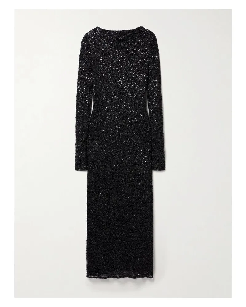 Proenza Schouler Marlowe Midikleid Aus Metallic-strick Mit Verzierungen - Schwarz Schwarz