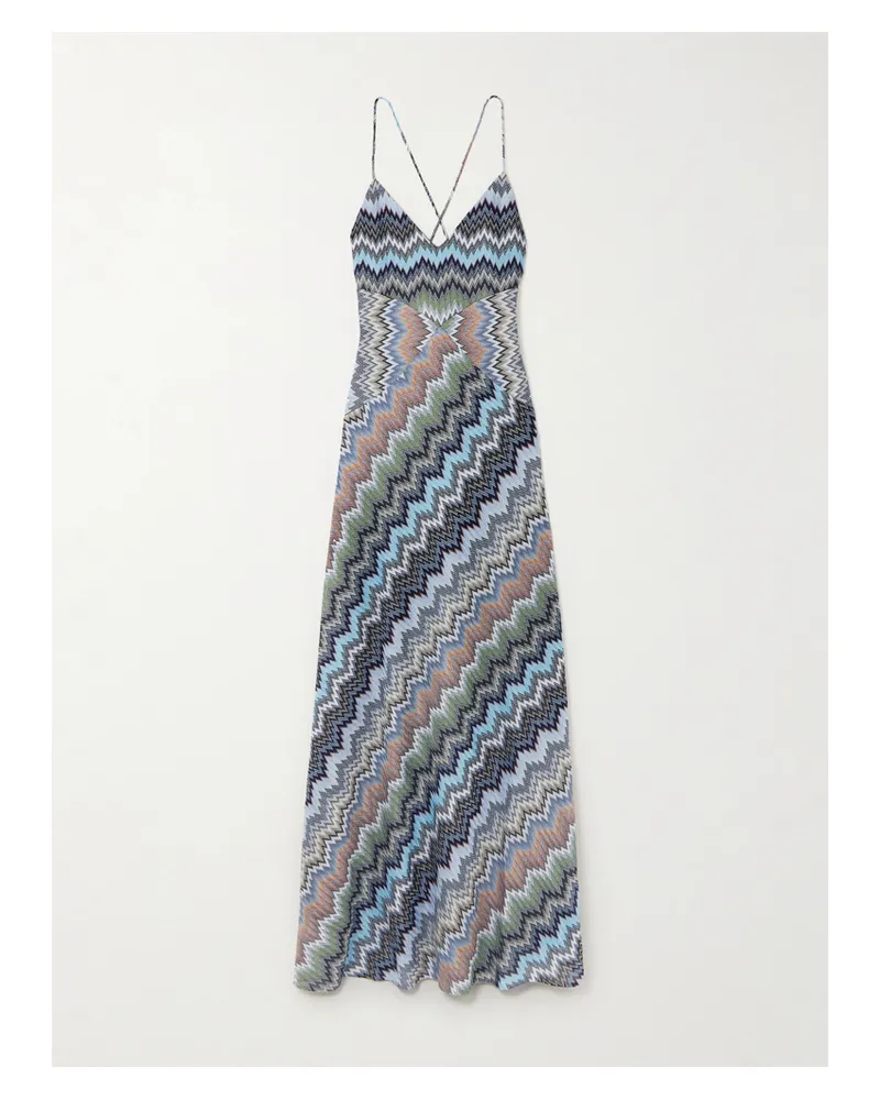 Missoni Maxikleid Aus Häkelstrick - Blau Blau