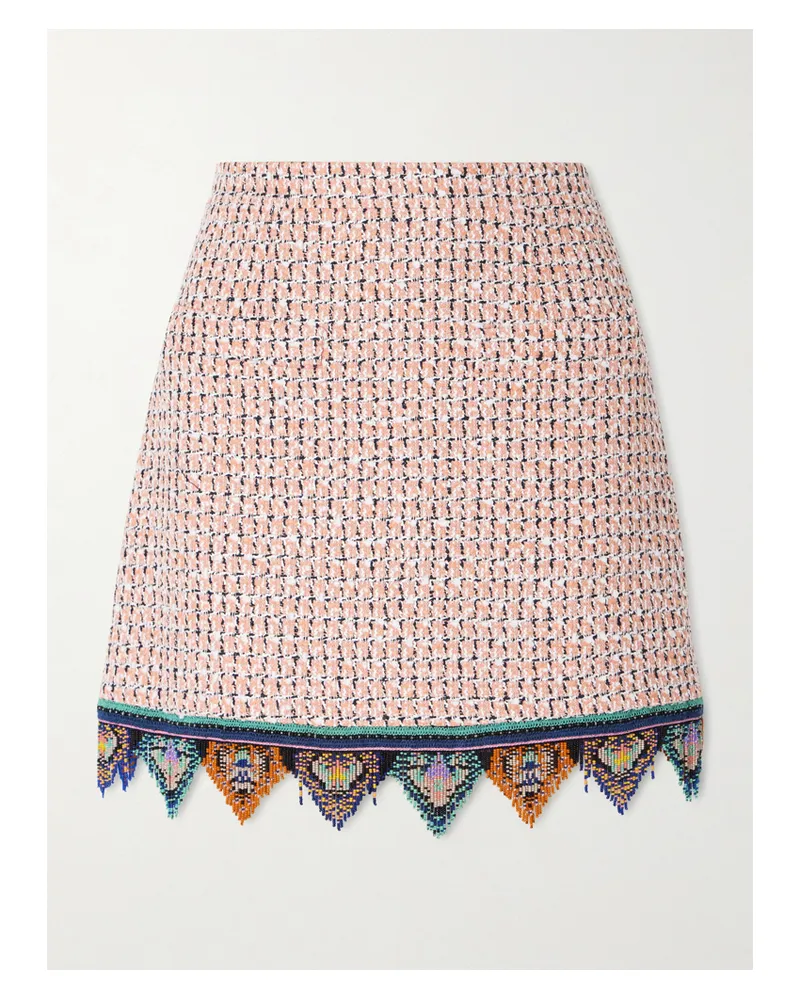 Etro Minirock Aus Tweed Mit Fransen Und Stickereien - Orange Orange