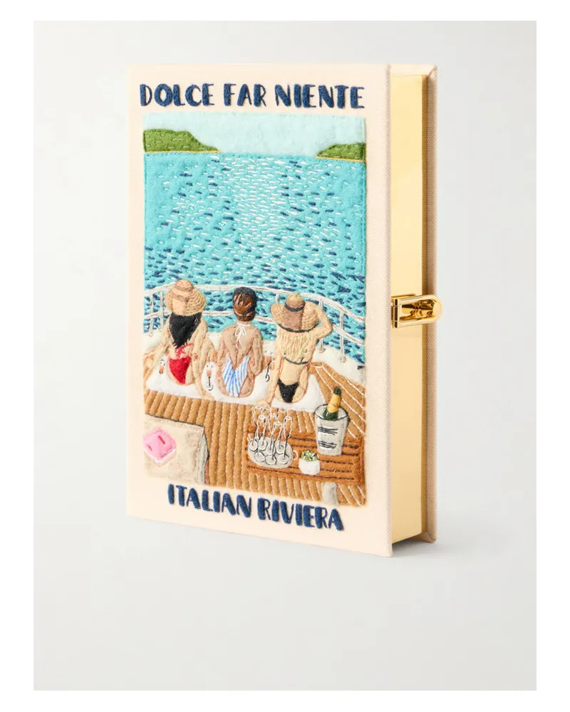 Olympia Le-Tan Dolce Far Niente Embroidered Appliquéd Canvas Clutch - Multi Multi