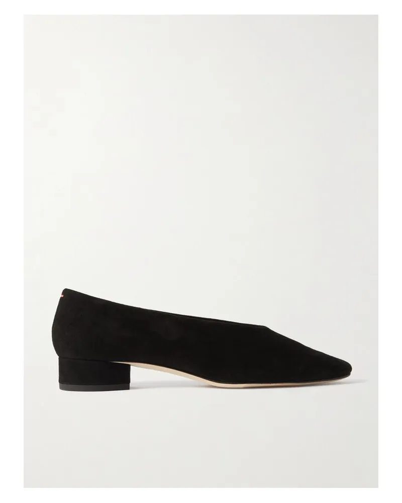 aeyde Delia Flache Schuhe Aus Veloursleder - Schwarz Schwarz