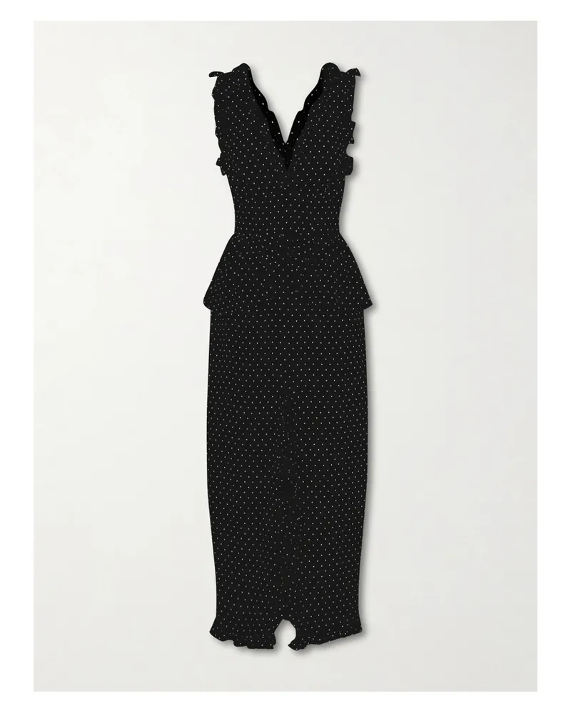 Alessandra Rich Bow-embellished Polka-dot Silk Midi Dress - Black Black