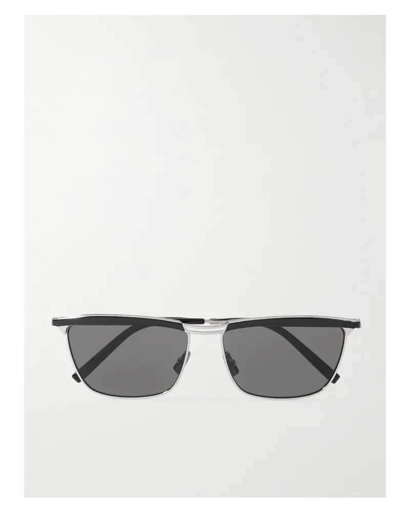 Saint Laurent Sonnenbrille Mit D-rahmen Aus Azetat Und Silberfarbenen Details Silber