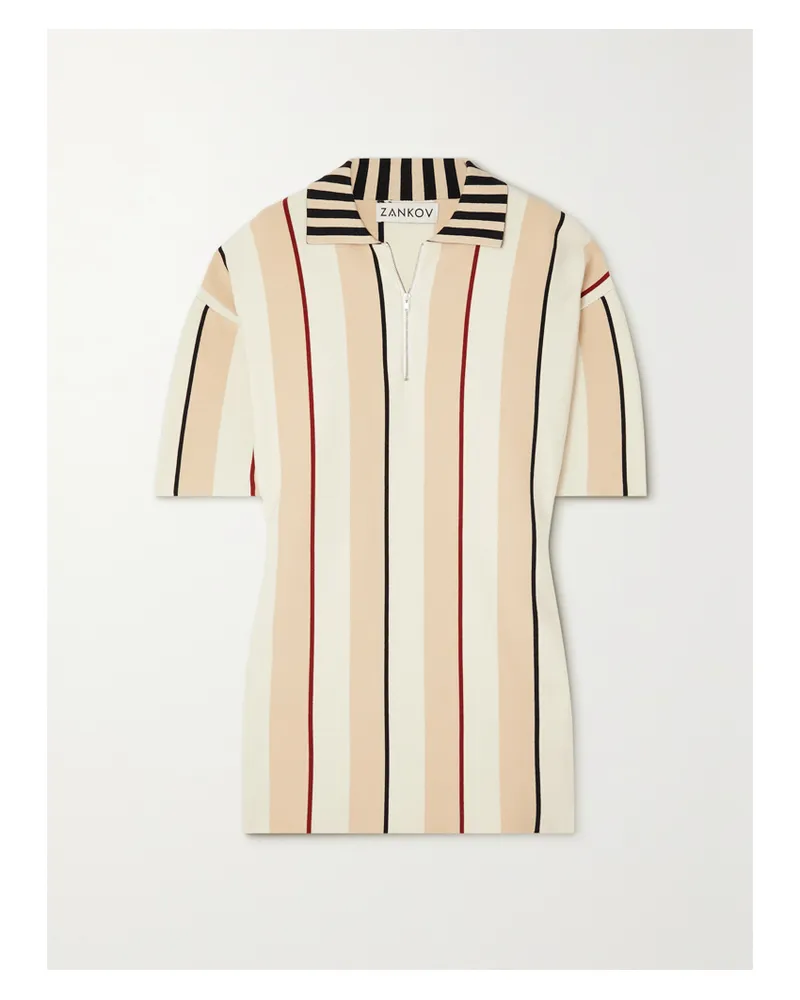 Zankov Gio Oberteil Aus Einer Gestreiften Biobaumwollmischung Mit Polokragen - Neutral Neutral
