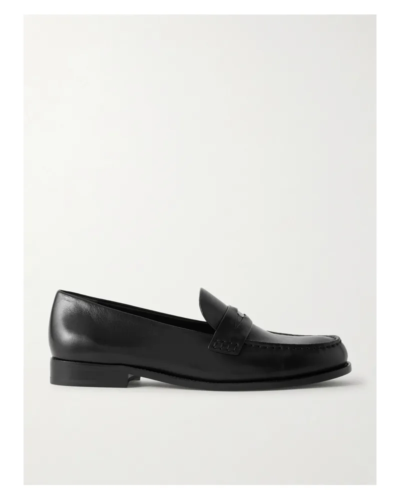 Tory Burch Leather Penny Loafers - Black Black