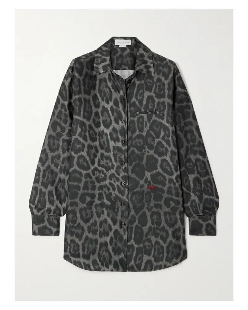 Stella McCartney Oversized-hemd Aus Bioseidensatin Mit Leopardenprint - Grau Grau
