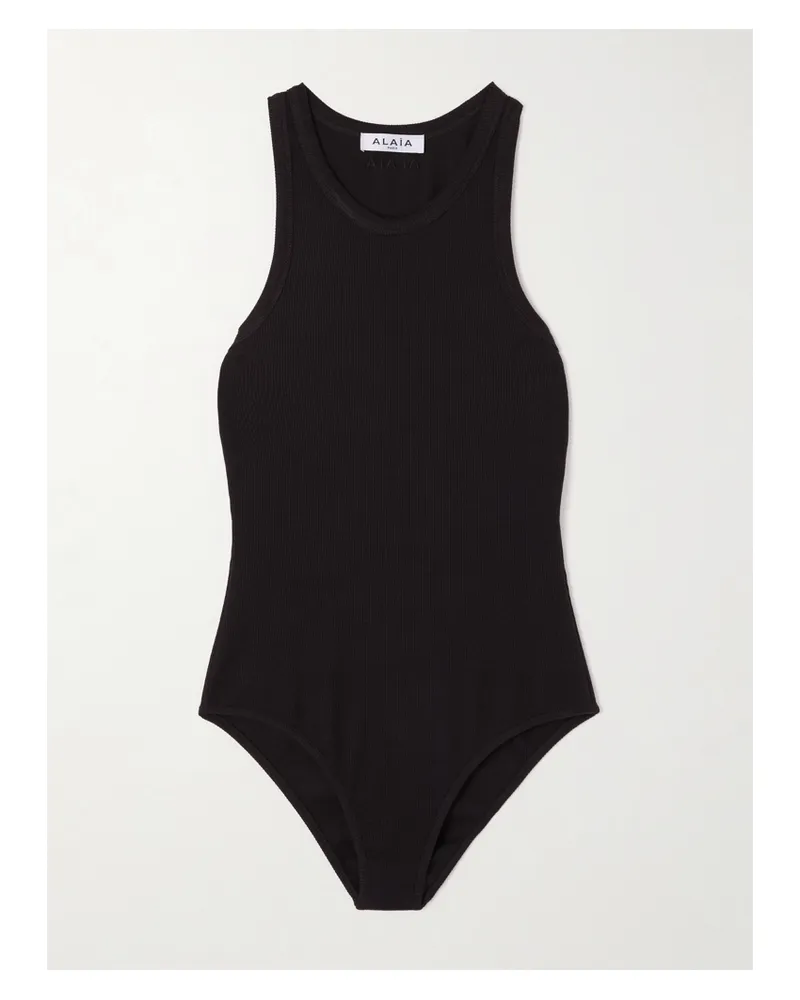 Alaïa Ribbed-knit Bodysuit - Black Black