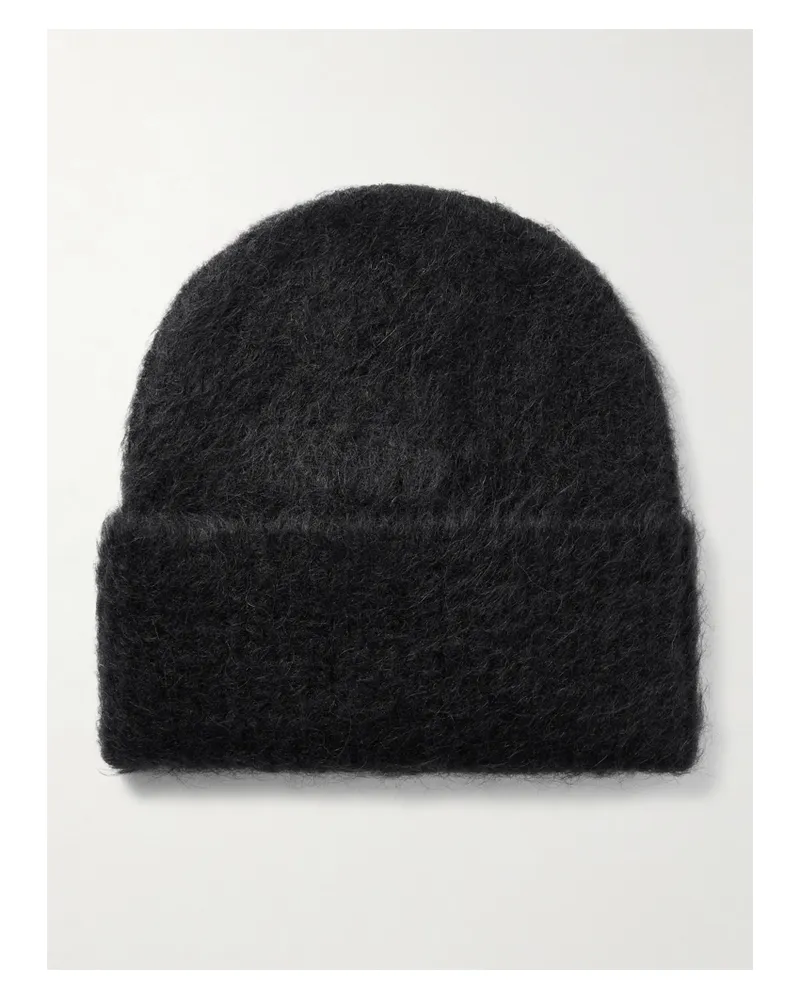Totême Beanie Aus Einer Gebürsteten Alpakawollmischung - Schwarz Schwarz