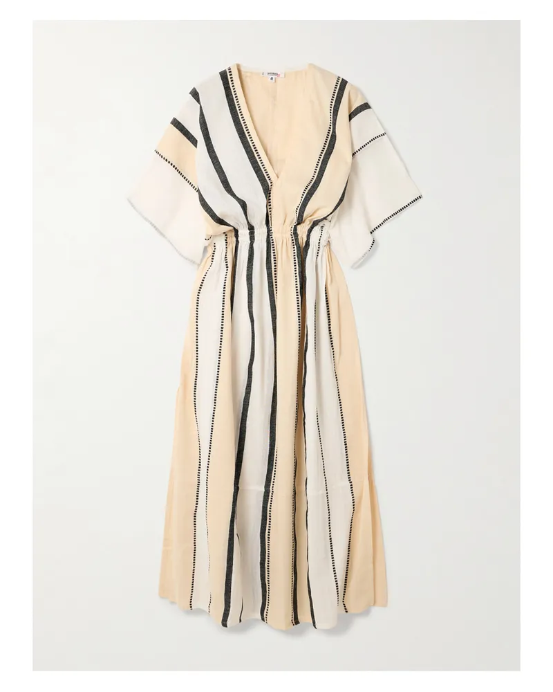 lemlem Leila Midikleid Aus Gestreifter Baumwolle - Creme Creme