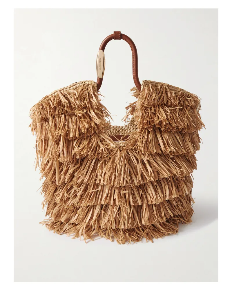 Zimmermann Goldentime Kleine Tote Aus Raffiabast Mit Lederbesätzen - Braun Braun