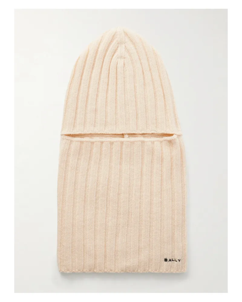 Bally Balaklava Aus Wolle In Rippstrick - Wollweiß Wollweiß