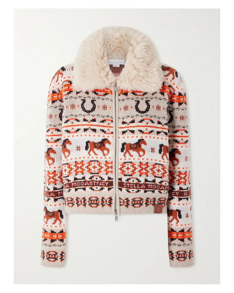 Stella McCartney Verkürzter Cardigan Aus Wolle In Jacquard-strick - Braun Braun