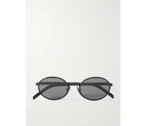 Oval-frame Metal Sunglasses - Black