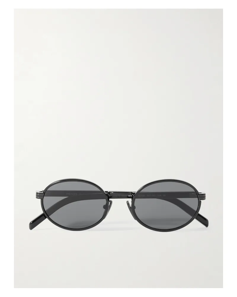 Prada Oval-frame Metal Sunglasses - Black Black