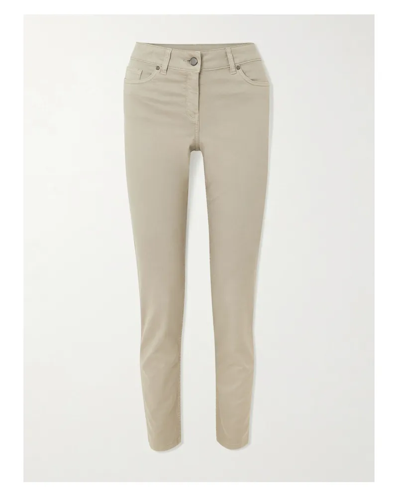 PURDEY Stretch-cotton, Tencel™ And Silk-blend Twill Skinny-leg Pants - Gray Gray