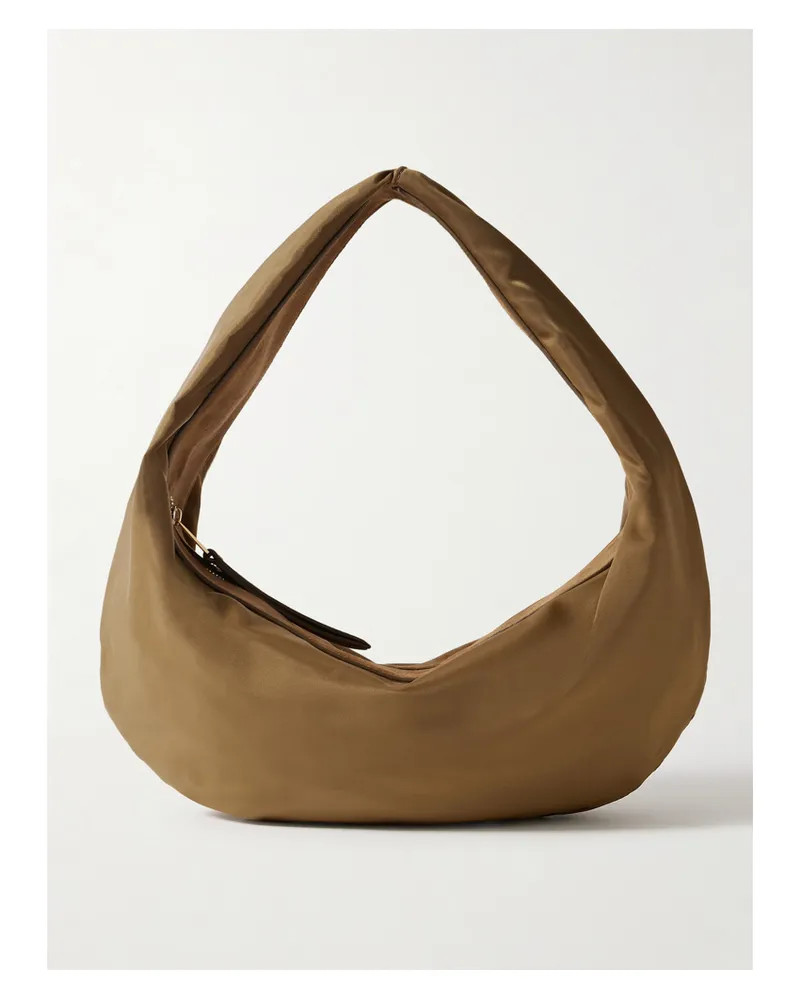 KHAITE Olivia Sport Medium Suede-trimmed Shell Shoulder Bag - Green Green