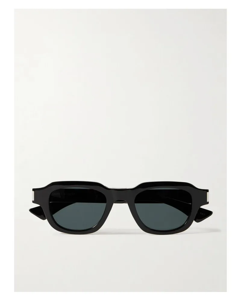 Saint Laurent Sonnenbrille Mit D-rahmen Aus Azetat Und Silberfarbenen Details - Schwarz Schwarz
