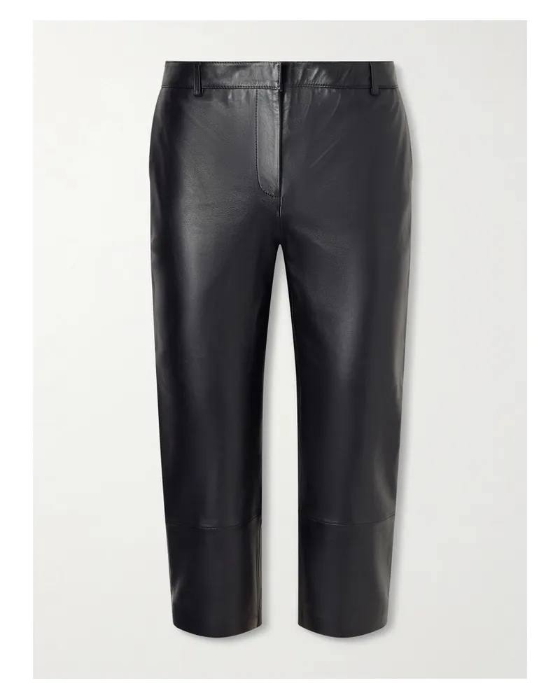 FRANKIE Shop Lior Leather Straight-leg Capri Pants - Black Black