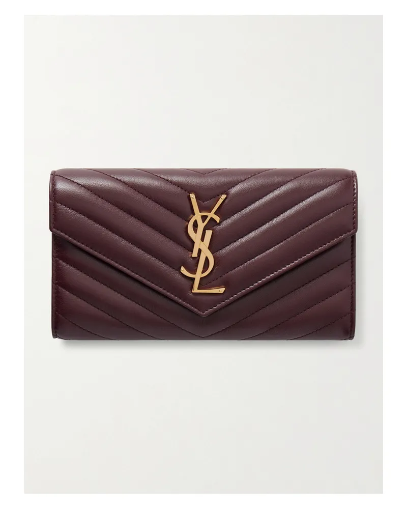 Saint Laurent Matelassé Leather Wallet - Burgundy Burgundy
