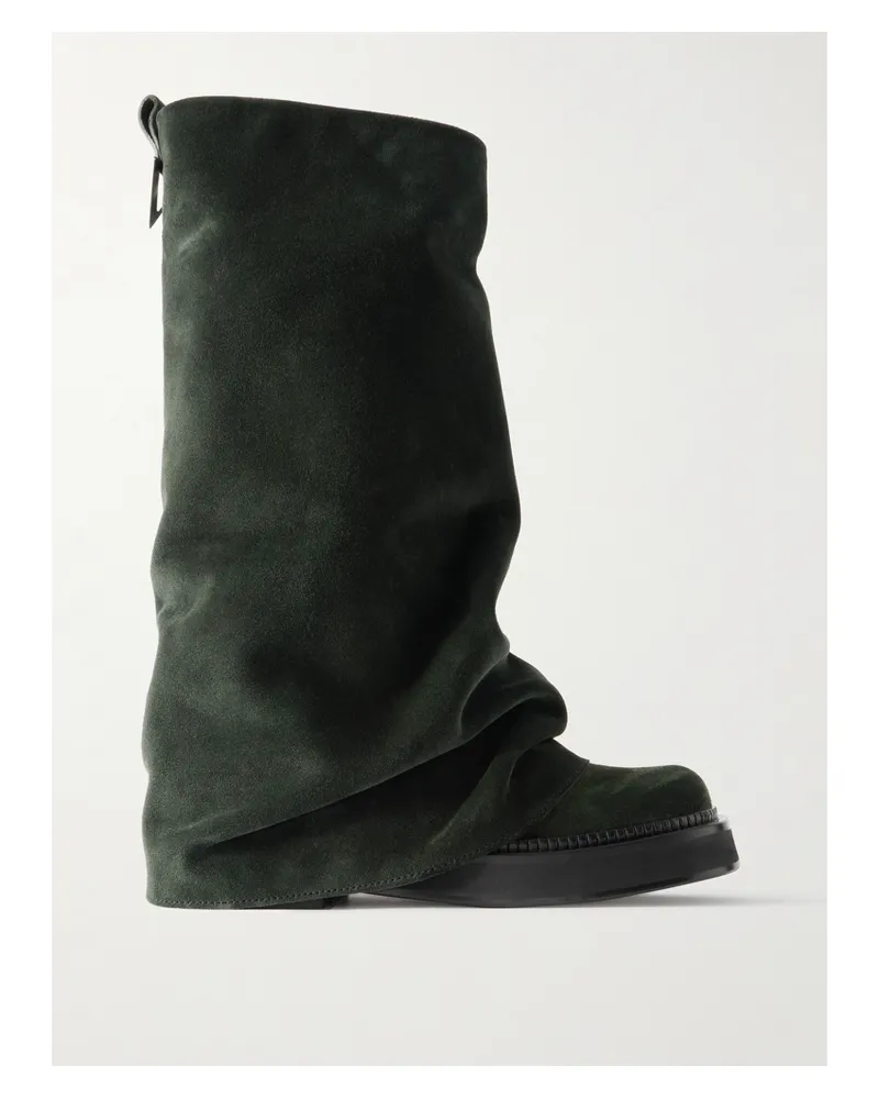 ATTICO Robin Mehrlagige, Kniehohe Stiefel Aus Veloursleder - Grün Grün