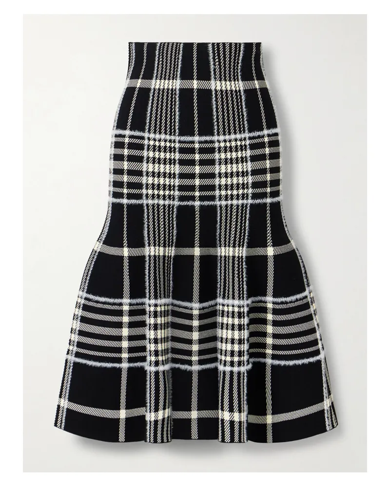 Brandon Maxwell The Rory Midirock Aus Jacquard-strick Mit Karomuster - Schwarz Schwarz
