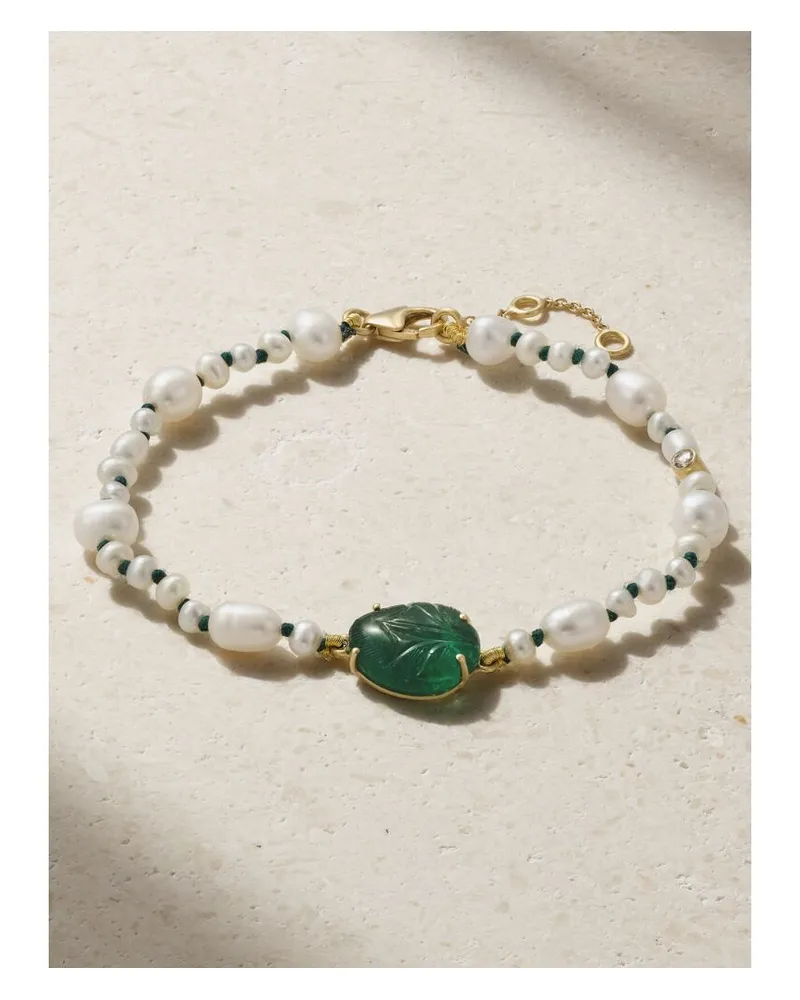 Amrapali Armband Aus Kordel Mit Mehreren Steinen Und Details Aus 18 Karat Gold - Grün Grün