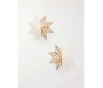 Pas Plus Gold-tone, Crystal And Enamel Clip Earrings