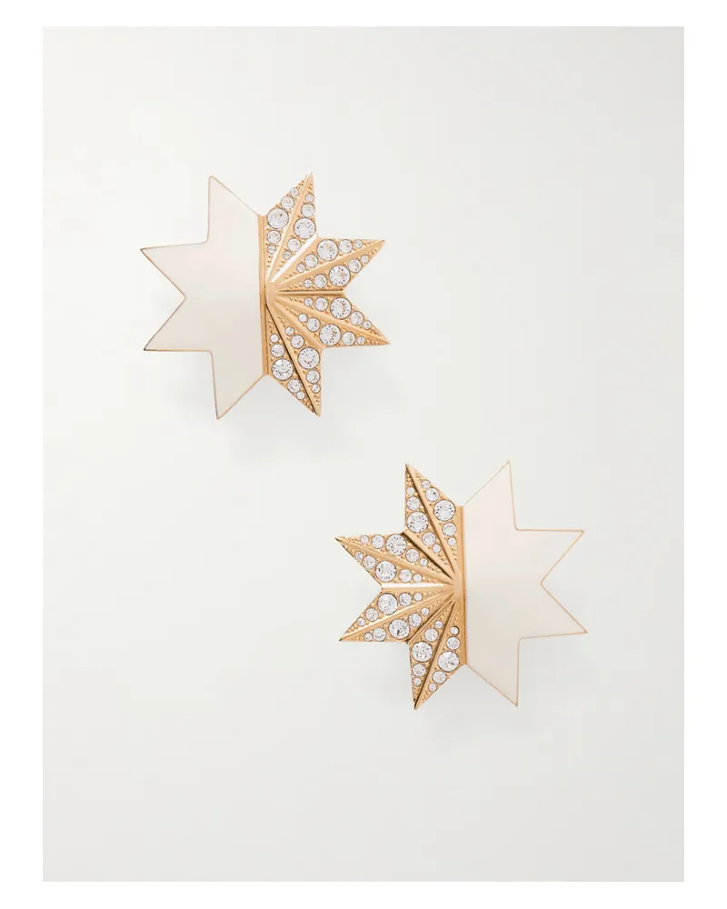 Valentino Garavani Pas Plus Goldfarbene Ohrclips Mit Emaille Und Kristallen Gold