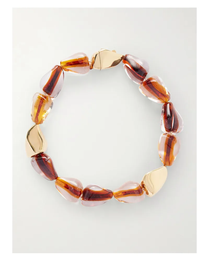 Bottega Veneta Gold-tone Glass Necklace - Red Red