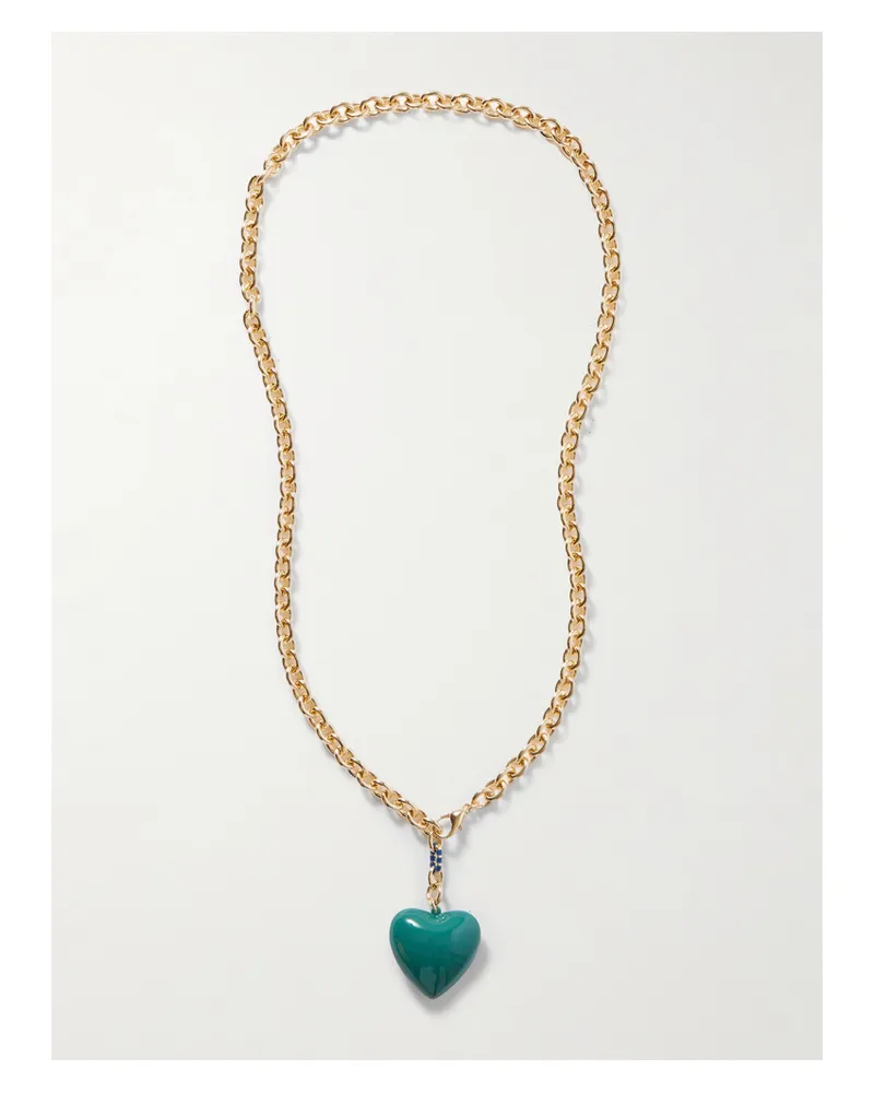 Roxanne Assoulin The Puffy Heart Goldfarbene Kette Mit Emaille - Grün Grün
