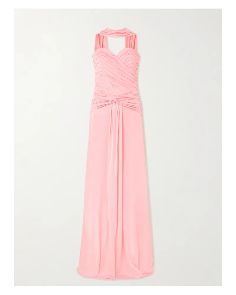 The New Arrivals Ilkyaz Ozel Amanda Robe Aus Jersey Mit Raffungen Und Schaldetail - Pink Pink