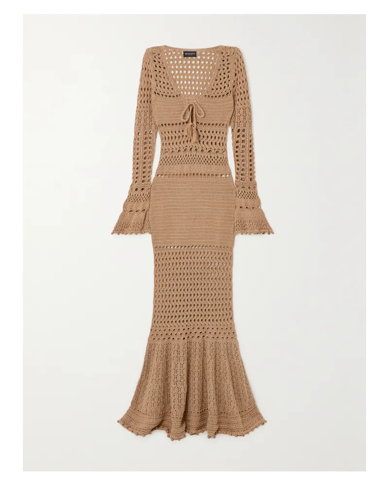Retrofête Sereno Maxikleid Aus Einer Gehäkelten Baumwollmischung In Metallic-optik Metallic