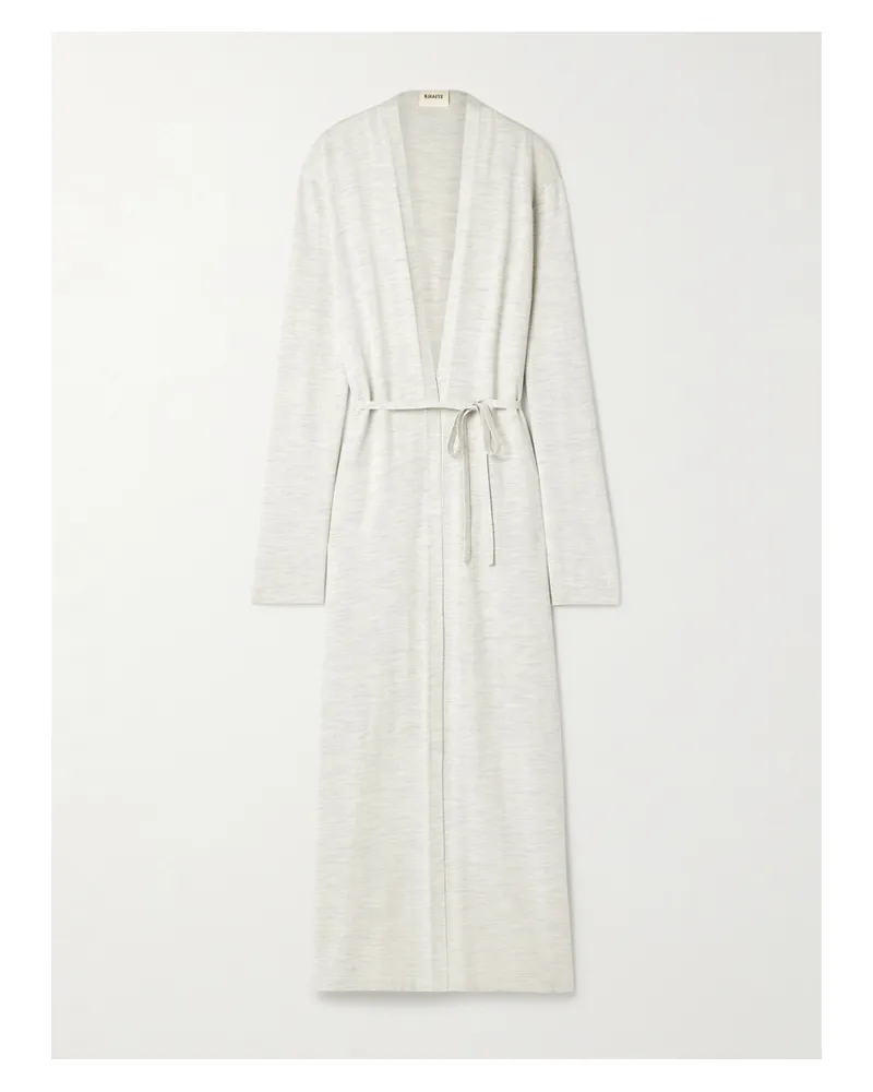 KHAITE Alek Belted Merino Wool Cardigan - Gray Gray