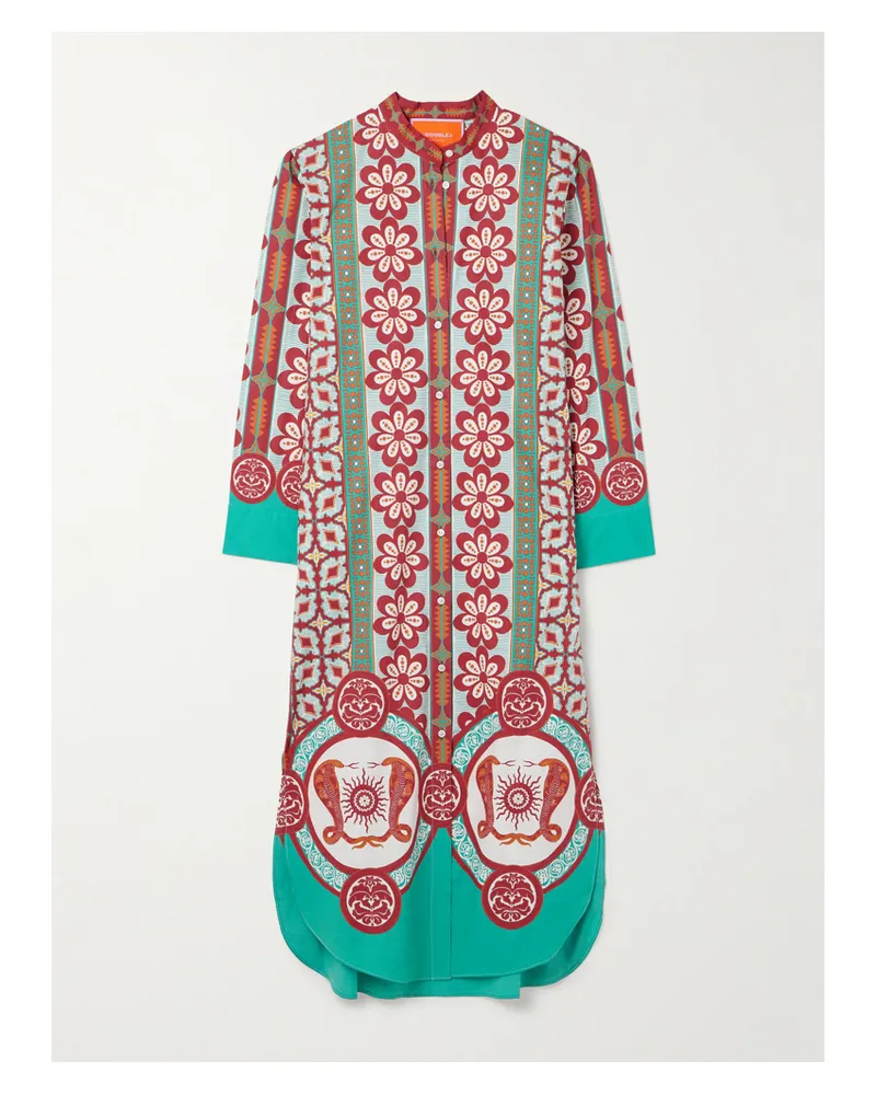 La DoubleJ Sundowner Midi-hemdblusenkleid Aus Baumwollpopeline Mit Blumenprint - Mehrfarbig Mehrfarbig