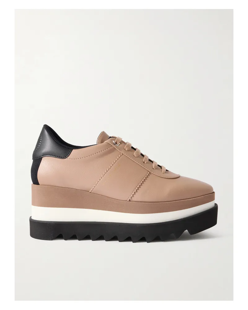 Stella McCartney Sneak-elyse Brogues Aus Synthetischem Material Mit Wellenkante Und Plateausohle - Braun Braun